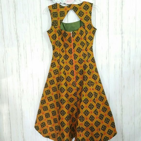 African Printed Fit and Flare Handmade Custom Made Dress - Picture 7 of 8